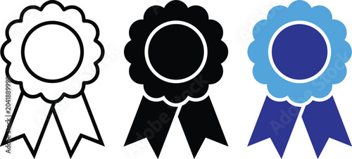 Foto Quality guarantee award ribbon rosette badge vector icons illustration set