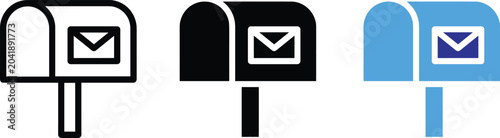 Tableau sur toile Postal mailbox delivery message letter envelope vector icons illustration design bundle