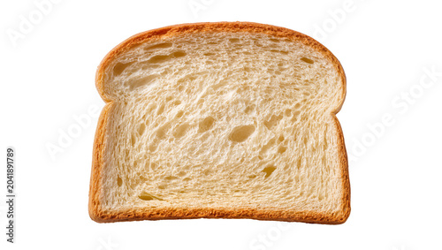 Cuadro en lienzo Slice of white bread with golden crust