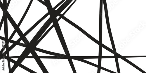 Quadro su tela Abstract black intersecting lines on white background.