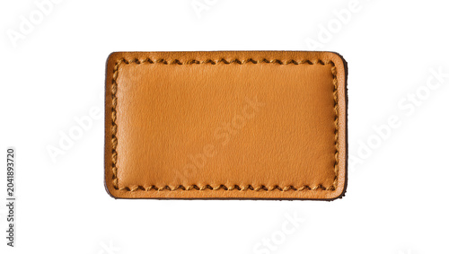Φωτογραφία Rectangular brown leather patch with stitched edges