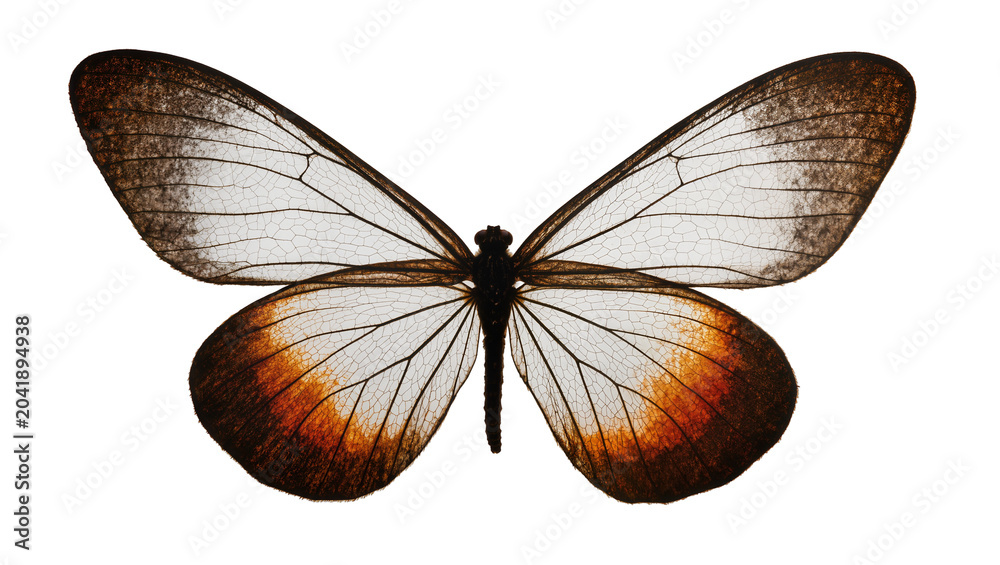Naklejka premium White butterfly with brown and orange wing edges