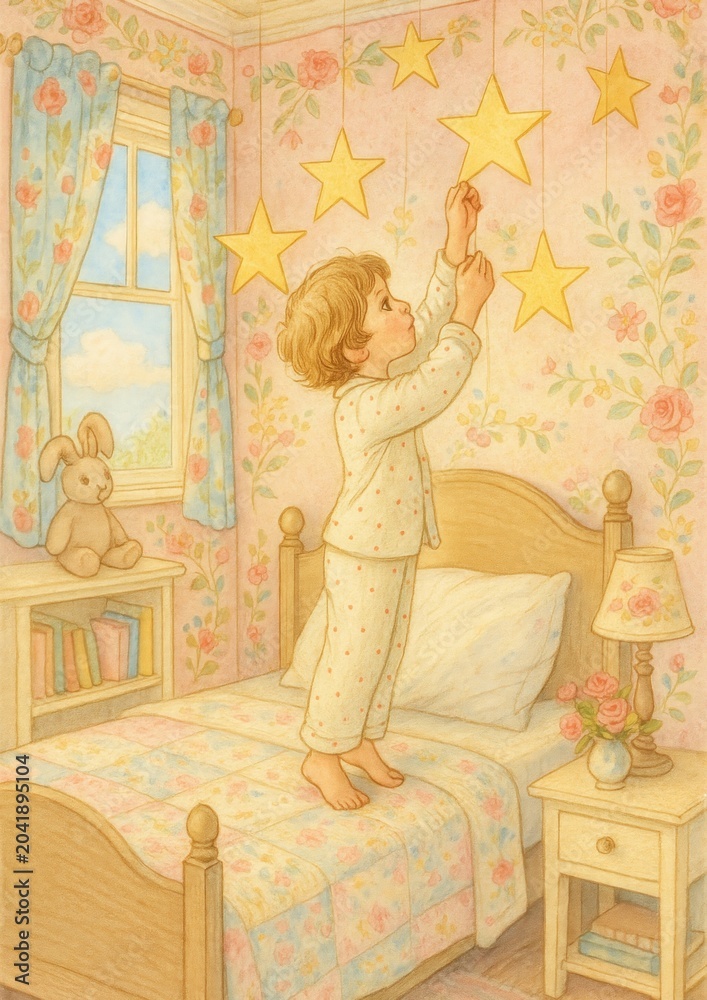 Obraz premium Child reaching stars dream.