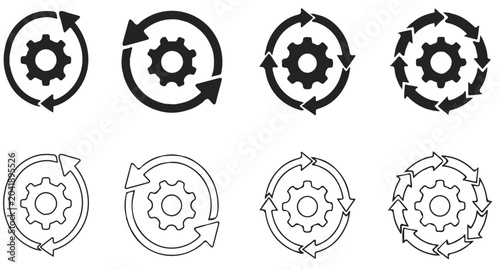 Canvas Print Sync process, Set of flat vector icons on a white background, Sync process, icon