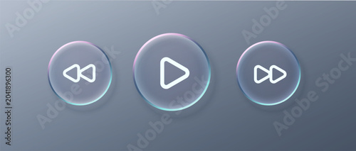 Photos Glass play hologram with button box translucent and text web music