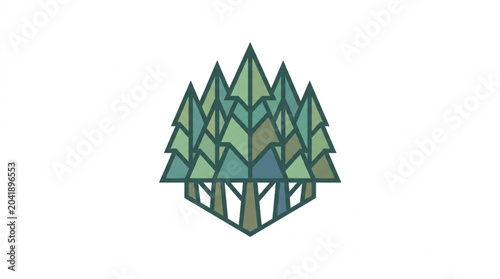 Tableau sur toile Geometric Forest Trees Illustration.