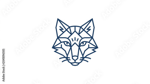 Bild auf Leinwand Geometric Fox Head Outline Minimalist Design.
