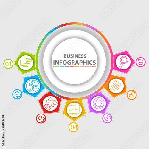 Business Infographic Elements Collection with Process Flow Charts and Data Visualization Templates