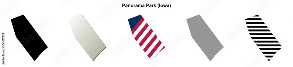 Fototapeta premium Panorama Park (Iowa) blank outline map set