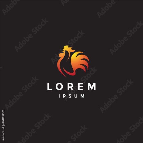 Silhouette Gallant Rooster Crowing Logo Design. Sleek Energetic Rooster Crowing Logo Design.