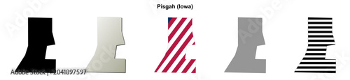 Fotografie Pisgah (Iowa) blank outline map set