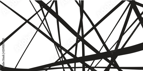 Foto Abstract black lines intersecting on white background.