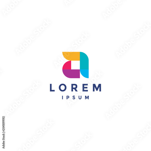 Cheerful Letter a Color Blocks Logo Design. Colorful Geometric Folded Letter a Logo Design.