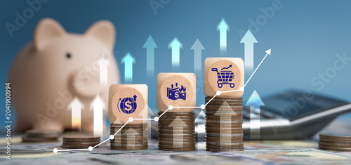 Tableau sur toile The image depicts soaring living costs and expensive goods