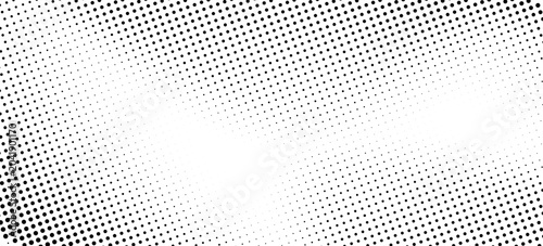 Cuadro en lienzo Grunge halftone gradient background, diagonal dot dispersion, black ink halftone pattern, clean white space, abstract editorial texture, modern graphic style