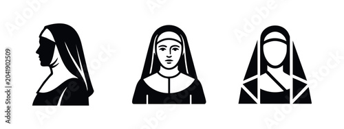 Schilderij op canvas Nun icons set