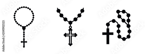 Quadro su tela Rosary beads icons set