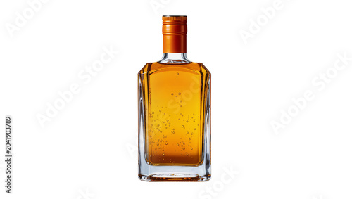 Konstfotografi Clear glass bottle with amber liquid and bubbles