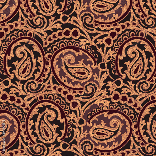 Fotografia An elegant seamless paisley pattern featuring timeless ornamental motifs, perfect for textiles, fashion, home décor, wallpaper, packaging, and stationery