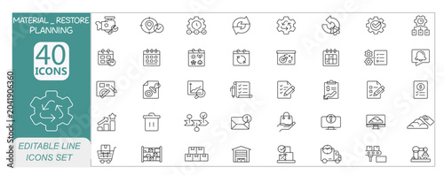 Photos Material Restore Planning icons set