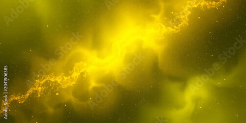 Photos A vivid yellow nebula stretches across the cosmic expanse, swirling with gaseous clouds and twinkling stars, creating a breathtaking celestial spectacle