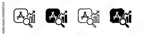 Fotografi App store optimization and market analysis icon set
