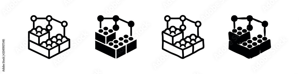 Naklejka premium Modular building blocks and data structure icon set