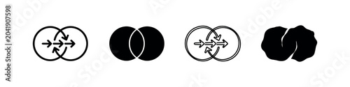 Canvastavla Data merging and process integration icon set, Venn diagram with arrows