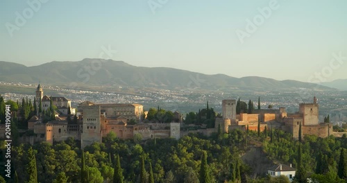 Panoramic view of the famous Alhambra in Granada, Spain.