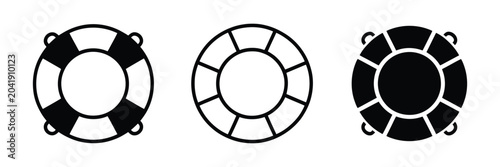 Obraz na płótnie Three black and white circular icons with handles for interface design and user