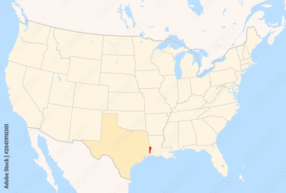 Fototapeta premium Locator Map of the County Newton (Texas, US) showing the Contiguous United States with the highlighted County