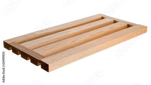 Schilderij op canvas Wooden slatted shelf with frame