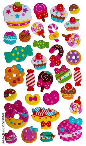 Assortment of Cute Candy and Dessert Stickers for Joyful Projects