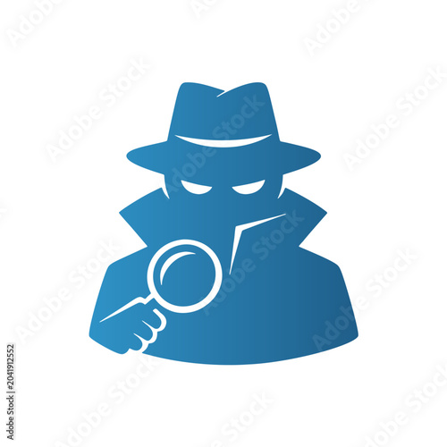 Billede på lærred Blue Detective Icon Vector – Mystery Silhouette Illustration