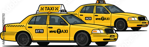Foto New York City classic yellow taxi cabs vector illustration isolated on white background