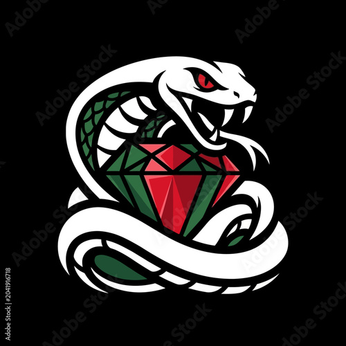 Tableau sur toile Snake Eating Red Diamond Gemstone.