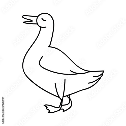 Minimalist doodle duck illustration. Simple bird sketch with clean curves and modern minimal design. Perfect for logos, stickers, nursery prints, icons, packaging, social media