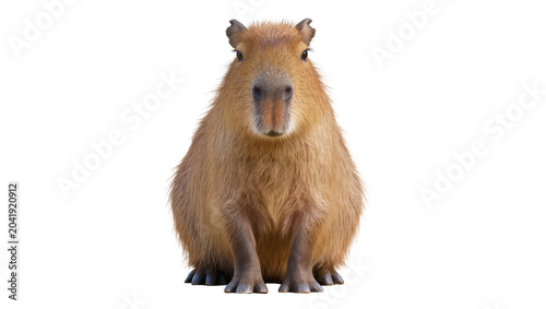 Φωτογραφία Capybara rodent sitting front view full body