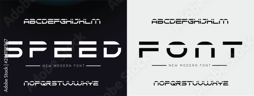 Konstfotografi Speed Sport Modern Future Logo Alphabet Font and Number