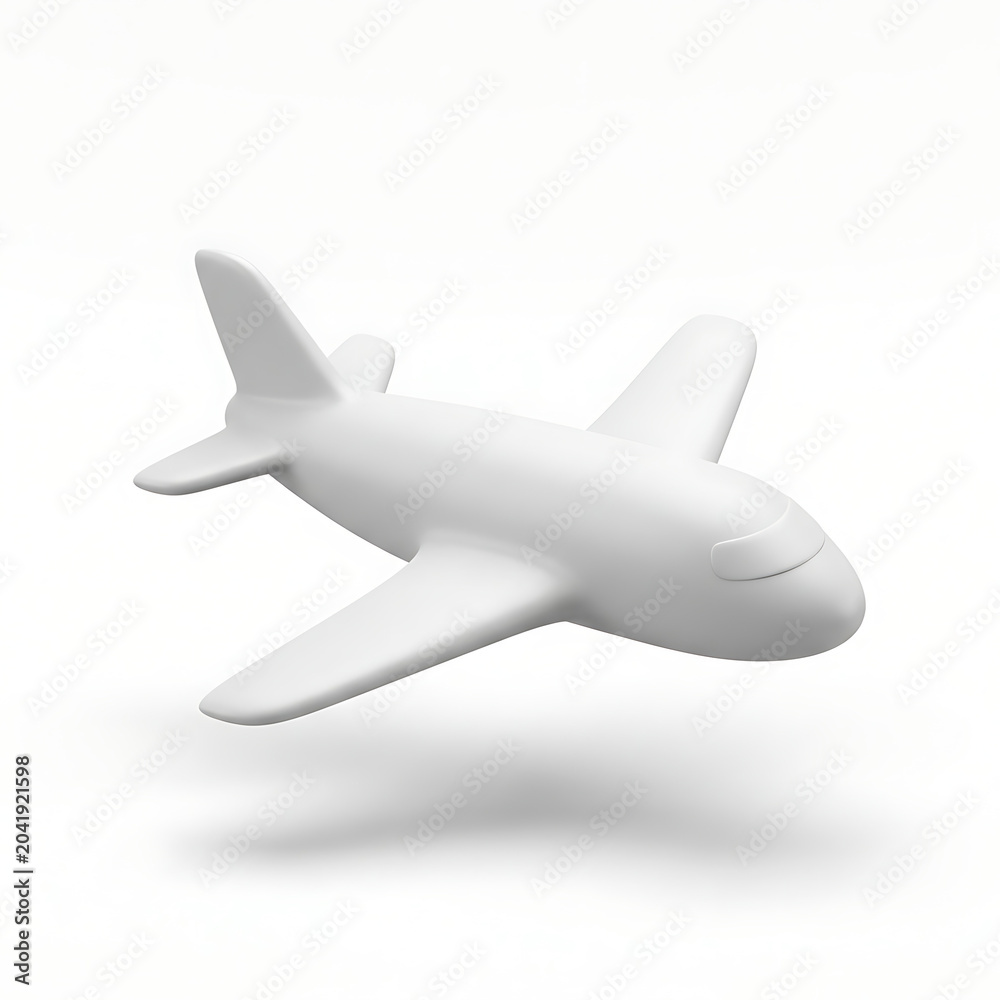 Naklejka premium Minimalist 3D airplane icon isolated on a clean white background
