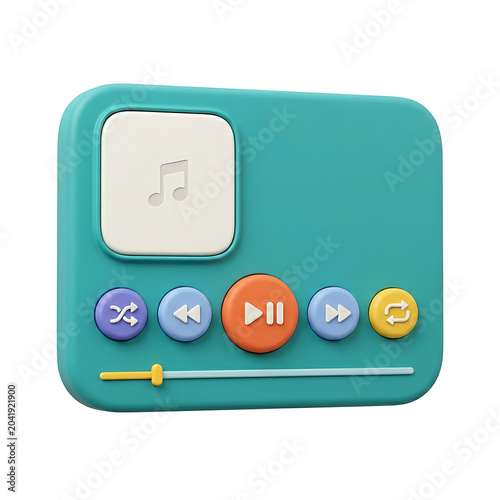 3D music playlist widget isolated on a clean white background