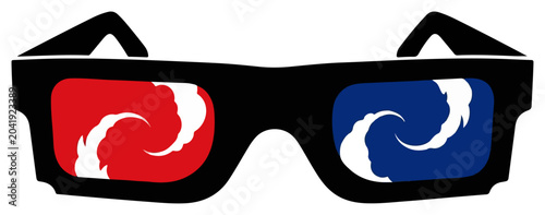 Foto 3D glasses for cinema with red and blue lenses icon, retro stereoscopic eyewear