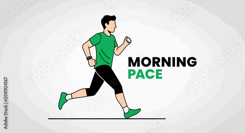 Energetic Runner Embracing Morning Pace: A Colorful Illustration of Fitness and Sport