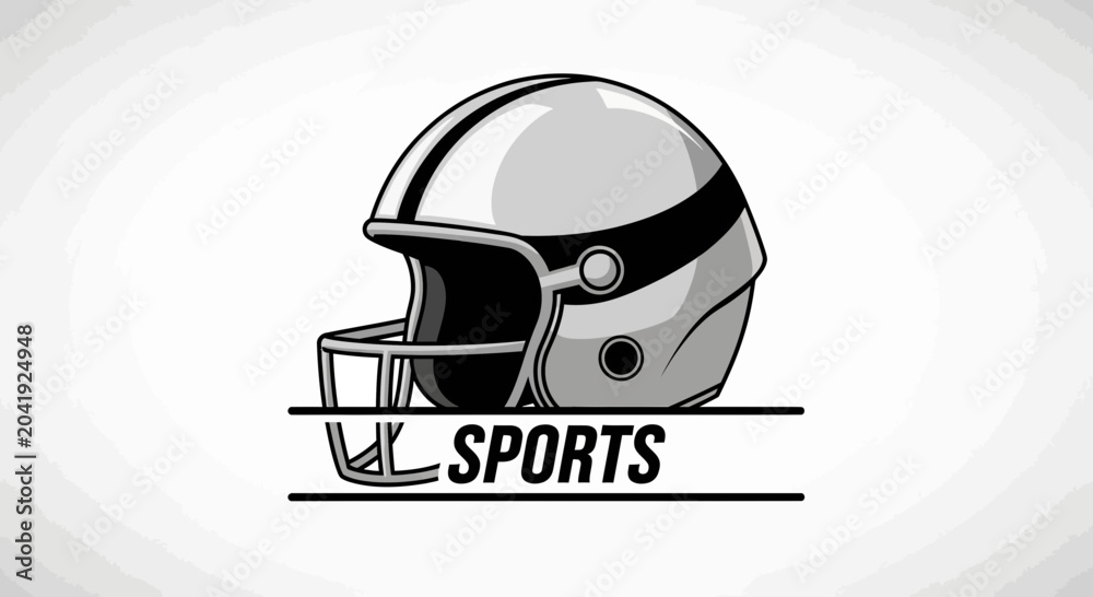 Fototapeta premium Football Helmet Illustration Depicting Sports, Designed In A Modern Minimalist Style