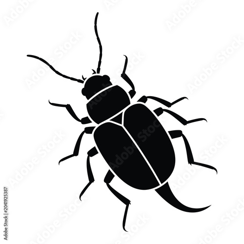 Canvas-taulu Black silhouette of a beetle insect on white background icon