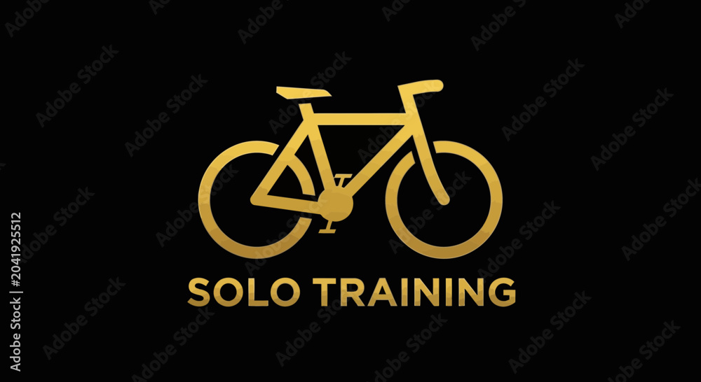 Fototapeta premium Gold Bicycle Symbolizing Solo Training And Fitness Goals On Black Background Image