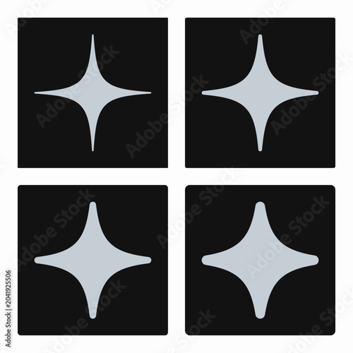 Rounded Four Point Silver Star Squares