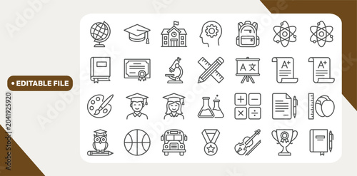 Φωτογραφία Education related minimal thin line icon set