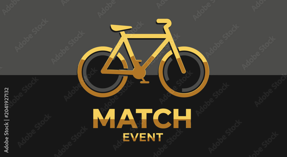 Fototapeta premium Golden Bicycle Illustrative Design Depicting Match Event with Innovative Aesthetics
