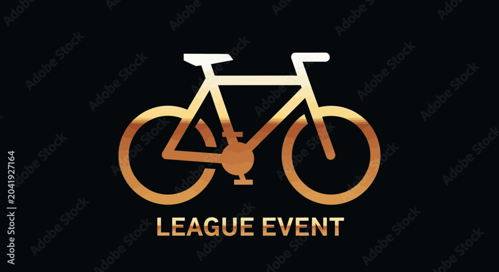 Fototapeta premium Golden Bicycle League Event Symbol Against a Dramatic Black Background Design